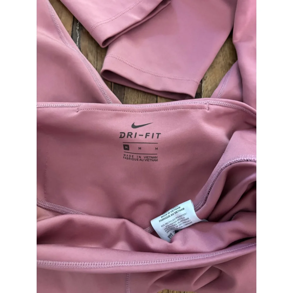 Women's Nike Dri-FIT Pink Leggings with Black Swoosh, Size M - Picture 4 of 7